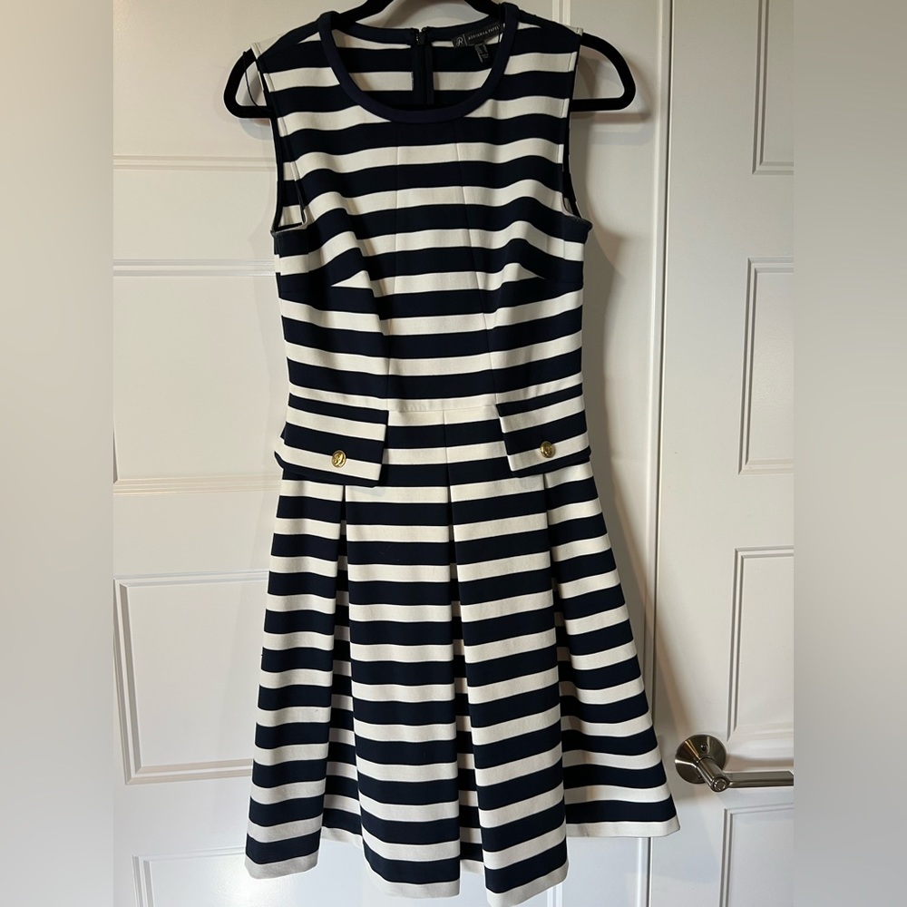Adrianna Papell Nautical Dress Navy and White Size 6